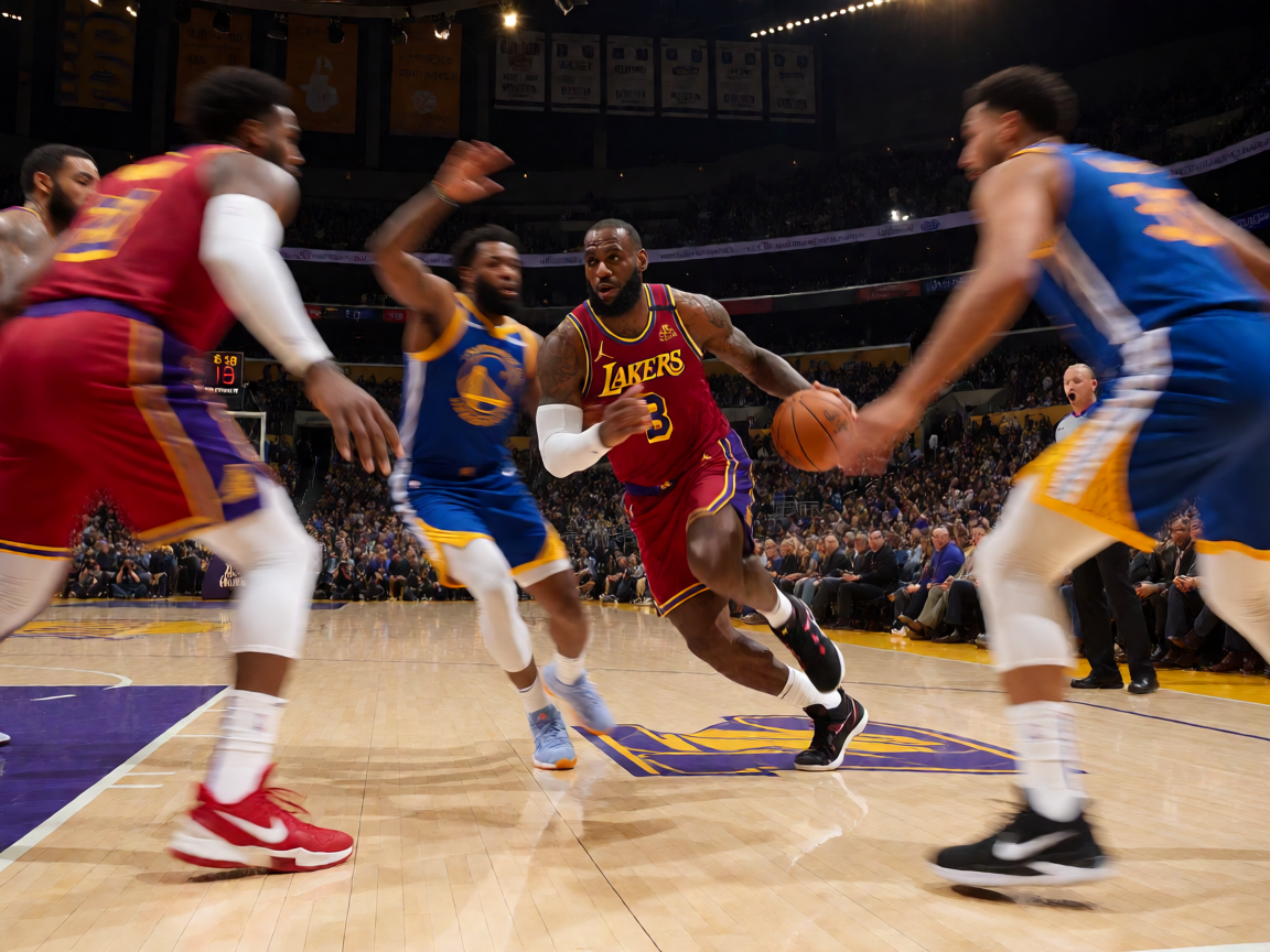 NBA常规赛湖人对抗勇士的比赛精彩瞬间